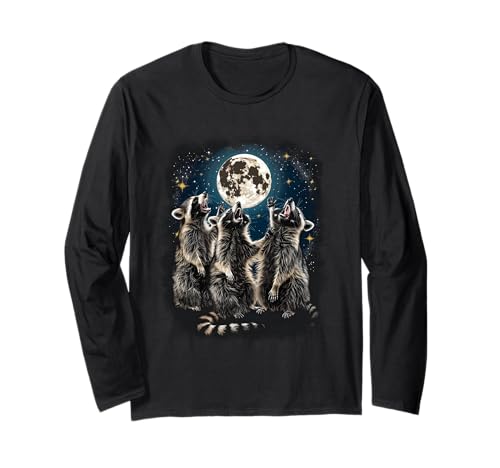 Racoon Moon Heulender Waschbärkopf für Männer Frauen Kinder Waschbär Langarmshirt Racoon Moon Heulender Waschbärkopf für Männer Frauen Kinder Waschbär Langarmshirt von 3 Racoon Shirt Moon Howling Cute Racoon Shirts Fun