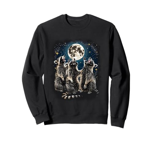 Racoon Moon Heulender Waschbärkopf für Männer Frauen Kinder Waschbär Sweatshirt von 3 Racoon Shirt Moon Howling Cute Racoon Shirts Fun
