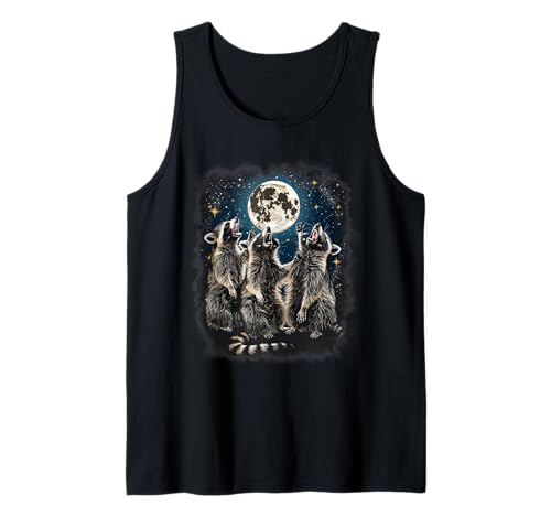 Racoon Moon Heulender Waschbärkopf für Männer Frauen Kinder Waschbär Tank Top von 3 Racoon Shirt Moon Howling Cute Racoon Shirts Fun
