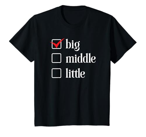 Kinder Big Middle Little Checkbox matching for siblings T-Shirt von 3 Sibling Designs
