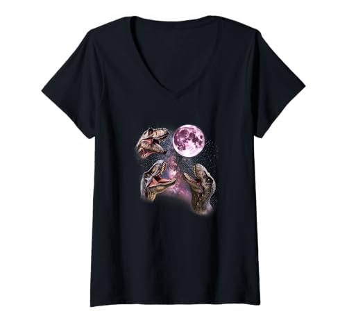 Damen 3 Tyrannosaurus Heulen auf Mond prähistorische Dinosaurier T-Rex T-Shirt mit V-Ausschnitt Damen 3 Tyrannosaurus Heulen auf Mond prähistorische Dinosaurier T-Rex T-Shirt mit V-Ausschnitt von 3 Tyrannosaurus Howling At Moon T-rex Shirts