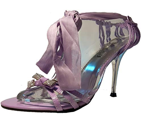 Exklusive Stiletto Pumps High Heels Sandalen. Violett/Purple. Mit schöner Schmuckdeko, Damenschuhe, SAN107, EIN echter Hingucker-Schuh. Lila. (Violett/Purple, 40) von 3-W-Hohenlimburg