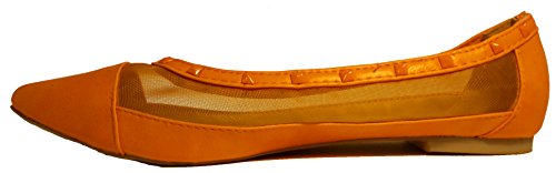 3-W-Hohenlimburg Pfiffige Ballerinas mit Durchblick. Gelb, orange, schwarz oder Khaki. Transparent im besonderen Look. BAL108, Schuhe für Damen. EIN echter Hingucker-Schuh. (Orange, Numeric_37) von 3-W-Hohenlimburg