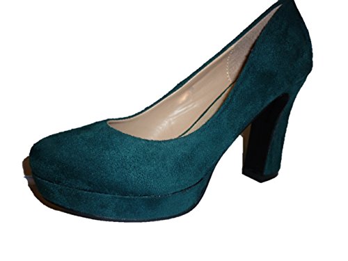 Elegante Stiletto Pumps High Heels Trachtenschuhe in Samtoptik. Grün. Damenschuhe, PHH149, Schuh für Damen. EIN echter Hingucker-Schuh. (Grün, 38) von 3-W-Hohenlimburg