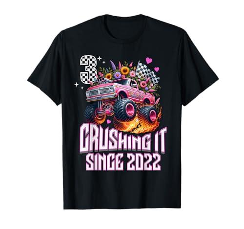 Mädchen Monster Truck 3. Geburtstag Party Geboren im Jahr 2022 Kinder T-Shirt Mädchen Monster Truck 3. Geburtstag Party Geboren im Jahr 2022 Kinder T-Shirt von 3 Year Old Monster Truck Birthday Party for Girls