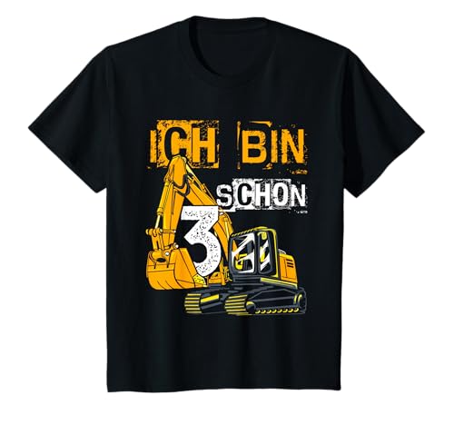 Kinder ICH BIN SCHON 3. Geburtstag Bagger T-Shirt von 3. Geburtstag Bagger Bekleidung