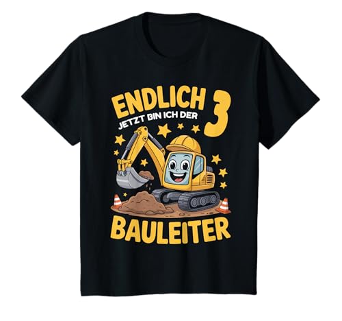 Kinder 3. Geburtstag Junge Geschenk Bagger Bauarbeiter 3 Jahr Deko T-Shirt von 3. Geburtstag Geschenk Junge Geschenkidee
