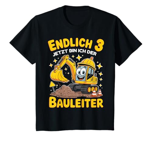 Kinder 3. Geburtstag Junge Geschenk Bagger Bauarbeiter 3 Jahr Deko T-Shirt von 3. Geburtstag Geschenk Junge Geschenkidee