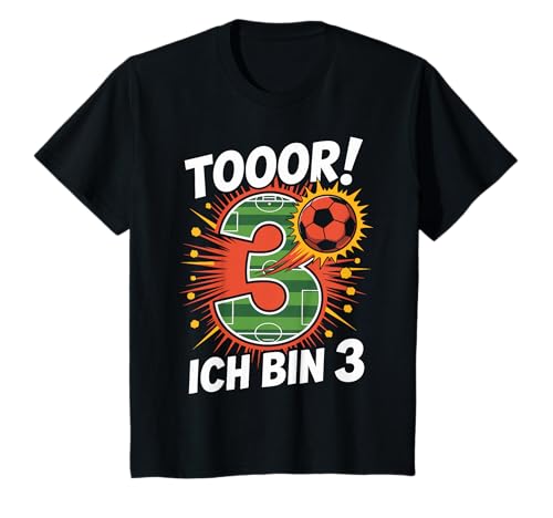Kinder Toor Ich Bin 3 3.Geburtstag Fußball Junge 3 Jahre Cooles T-Shirt von 3. Geburtstag Junge Fußball Geschenkidee Tshirts