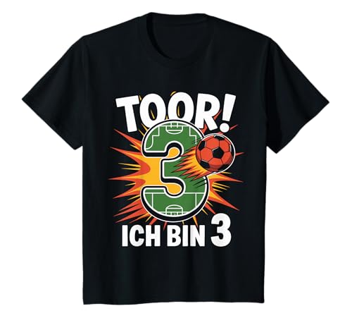 Kinder Toor Ich Bin 3 3.Geburtstag Fußball Junge 3 Jahre Cooles T-Shirt von 3. Geburtstag Junge Fußball Geschenkidee Tshirts