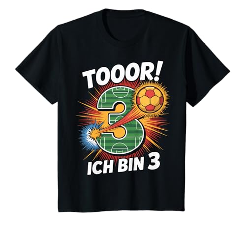 Kinder Toor Ich Bin 3 3.Geburtstag Fußball Junge 3 Jahre Cooles T-Shirt von 3. Geburtstag Junge Fußball Geschenkidee Tshirts