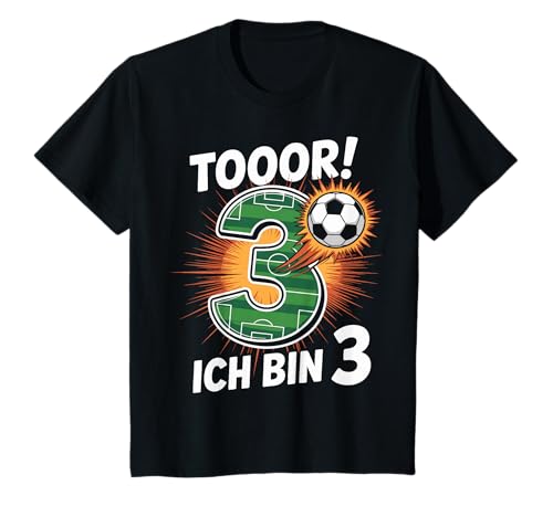 Kinder Toor Ich Bin 3 3.Geburtstag Fußball Junge 3 Jahre Cooles T-Shirt von 3. Geburtstag Junge Fußball Geschenkidee Tshirts