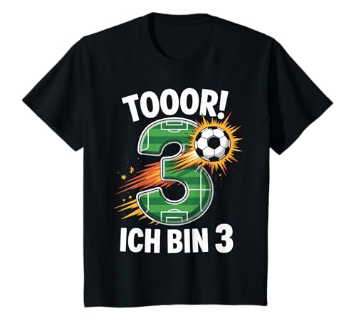 Kinder Toor Ich Bin 3 3.Geburtstag Fußball Junge 3 Jahre Cooles T-Shirt von 3. Geburtstag Junge Fußball Geschenkidee Tshirts