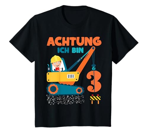 Achtung ich bin 3, Jungen Kindergeburtstag Baustelle T-Shirt Achtung ich bin 3, Jungen Kindergeburtstag Baustelle T-Shirt von 3. Geburtstag Kinder Junge Baustellen T-Shirts