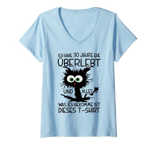 Damen 30 Jahre Verheiratet Perlenhochzeit 30 Hochzeitstag T-Shirt mit V-Ausschnitt von 30 Hochzeitstag Perlenhochzeit Ehefrau