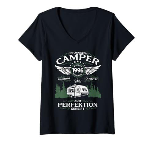Damen 30. Geburtstag Mann Geschenk Camper Camping 1996 Lustiges T-Shirt mit V-Ausschnitt Damen 30. Geburtstag Mann Geschenk Camper Camping 1996 Lustiges T-Shirt mit V-Ausschnitt von 30 Jahre Camper Sprüche Geschenk Camping Lustig