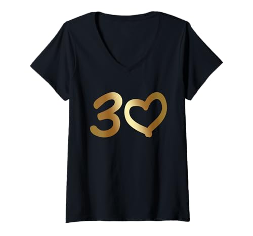 Damen 30. Geburtstag 30 Jahre Jubiläum Perlenhochzeit Herz T-Shirt mit V-Ausschnitt Damen 30. Geburtstag 30 Jahre Jubiläum Perlenhochzeit Herz T-Shirt mit V-Ausschnitt von 30 Jahre Geburtstag Dreißig Herz Design