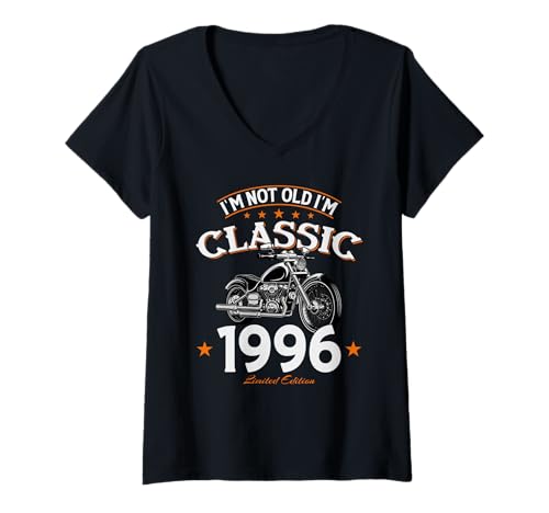 Damen 30. Geburtstag Mann Geschenk Motorrad Motorradfahrer 1996 T-Shirt mit V-Ausschnitt Damen 30. Geburtstag Mann Geschenk Motorrad Motorradfahrer 1996 T-Shirt mit V-Ausschnitt von 30. GEBURTSTAG BIKER 1996 VINTAGE 30 JAHRE DEKO