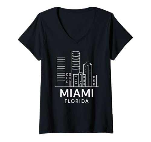 Damen Miami Florida MIA 305 Heat South Floridian Beach Wynwood T-Shirt mit V-Ausschnitt Damen Miami Florida MIA 305 Heat South Floridian Beach Wynwood T-Shirt mit V-Ausschnitt von 305 MIA Apparel