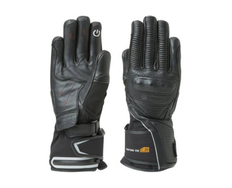 30seven Motorradhandschuhe beheizte Motorradhandschuhe aus Leder - schwarz 7,4V Set inkl. 2 Akkus & Doppelladegerät von 30seven