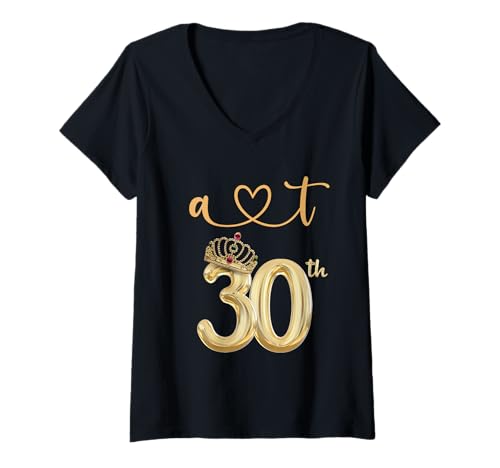 Damen T-Shirt zum 30. Geburtstag Queens T-Shirt mit V-Ausschnitt Damen T-Shirt zum 30. Geburtstag Queens T-Shirt mit V-Ausschnitt von 30th Birthday Gifts Store