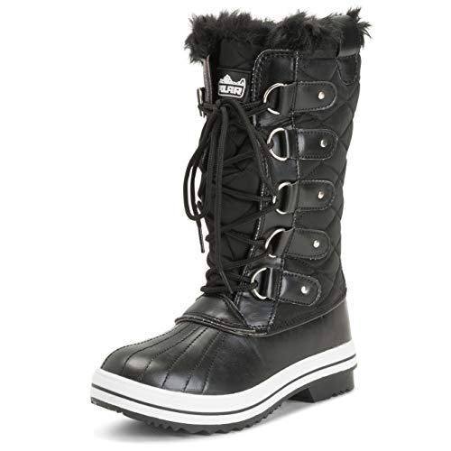 Polar Damen Schneestiefel, gesteppt, hoch, wasserdicht, warm, Regenstiefel, Winterstiefel, Schwarz - Schwarz - Größe: 38 EU von Polar