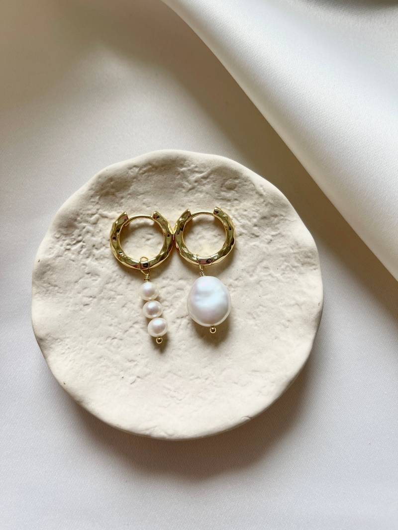 Natürliche Perlen Ohrringe/ Barock 18K Gold Süßwasser Ohrringe von 313StudioStore