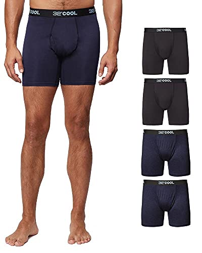 32 DEGREES Cool Herren Boxershorts, schnelltrocknend, mit elastischem Bund, 4 Stück, 2 x Schwarz/2 x Marineblau, X-Large von 32 DEGREES