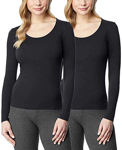 32 Grades Heat Langarmshirt für Damen, U-Ausschnitt, 2 Stück - Schwarz - X-Groß von 32 DEGREES