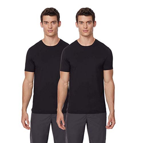 32 DEGREES Cool Herren 2er-Pack kurze Ärmel Rundhalsausschnitt - Schwarz - Groß von 32 Degrees