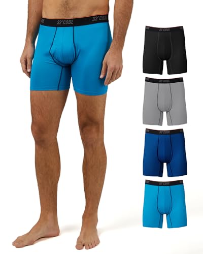 32 Degrees Herren 4er-Pack Cool Active Boxershorts | Anti-Geruch | Schnell trocknend | 4-Wege-Stretch, Emotion/Neon/Grau/Schwarz, X-Large von 32 Degrees