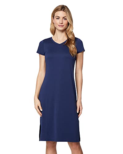 32 Degrees cooles Damen-T-Shirt-Kleid | Feuchtigkeitstransport | ultraweich | geruchshemmend | Seitenschlitze, Inky Indego, Groß von 32 Degrees