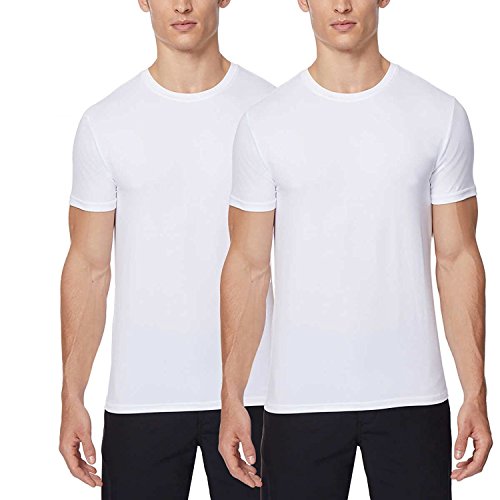 32 Grad Cool Herren 2er-Pack Kurzarm Rundhalsausschnitt, Weiß/Weiß, Klein von 32 Degrees