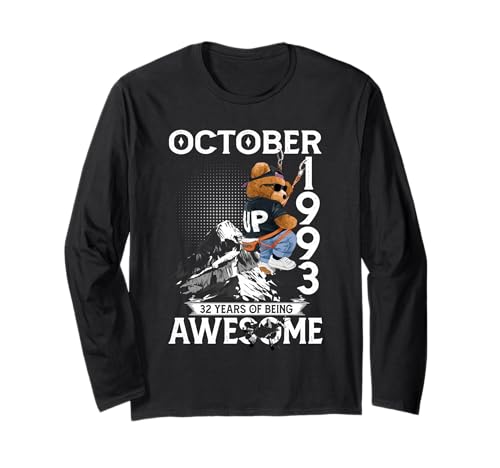 32nd Birthday The Bear Legends October 1993 32 Years Old Men Langarmshirt von 32 Years Old Awesome Cool Bear Since October 1993