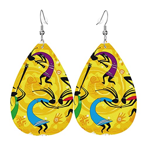 Drop Ohrringe Kokopelli Retro Native American Orange Leder Tropfen Ohrringe Leichte Ohrringe Gedruckte Leder Tropfen Ohrringe Für Geschenke Ornament Frauen von 321