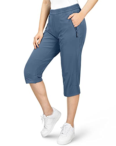 33,000ft Damen 3/4 Hose Capri Wanderhose Stretch Leichte Radhose Taschen Sommer Outdoor Golf Hose Lila 36 von 33,000ft