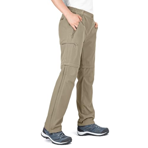 33,000ft Damen Convertible Zip Off Wanderhose mit UV Schutz Mehrere Taschen Damen Stretch Cargo Hose für Trekking, Camping, Walking, braun, 44 von 33,000ft