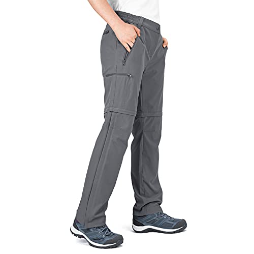 33,000ft Damen Convertible Zip Off Wanderhose mit UV Schutz Mehrere Taschen Damen Stretch Cargo Hose für Trekking, Camping, Walking, grau, 36 von 33,000ft