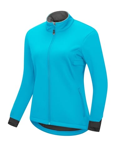 33,000ft Damen Fahhradjacke Wasserdichte Softshelljacke Winddichte Laufjacke Funktionsjacke Fleece Gefütterte Übergangsjacke Reflektierend Winter zum Radfahren, Laufen Himmelsblau S von 33,000ft