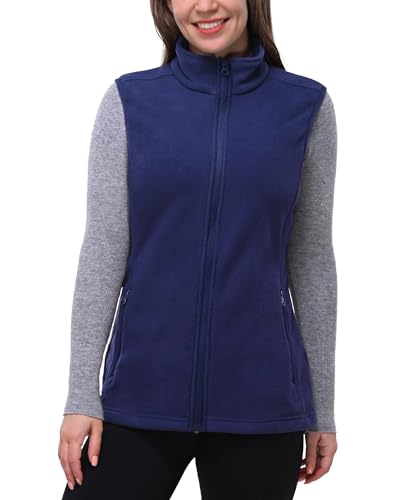 33,000ft Damen-Fleece-Weste, leicht, warm, Damenweste, Oberbekleidung, ärmellos, Frühlingsjacke mit Reißverschlusstaschen, violett, blau, 36 von 33,000ft