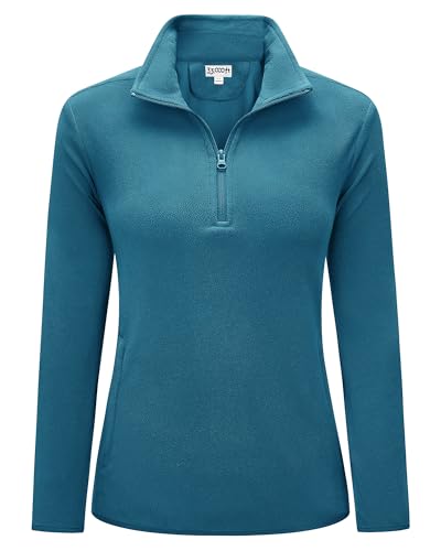 33,000ft Damen Fleece Pullover mit Halbreißverschluss Fleeceshirt Winter Warm Ski-Pullover Microfleece Atmungsaktiv Fleecepulli für Reisen Wandern Skifahren Meeresblau 44 von 33,000ft