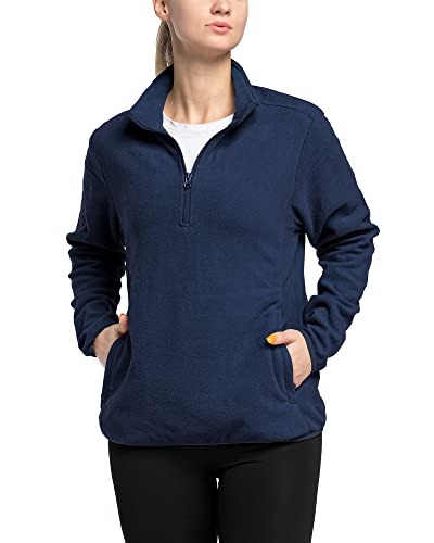 33,000ft Damen Fleece Pullover mit Halbreißverschluss Fleeceshirt Winter Warm Sweatjacke Microfleece Atmungsaktiv Fleecepulli für Reisen, Wandern Dunkelblau 36 von 33,000ft