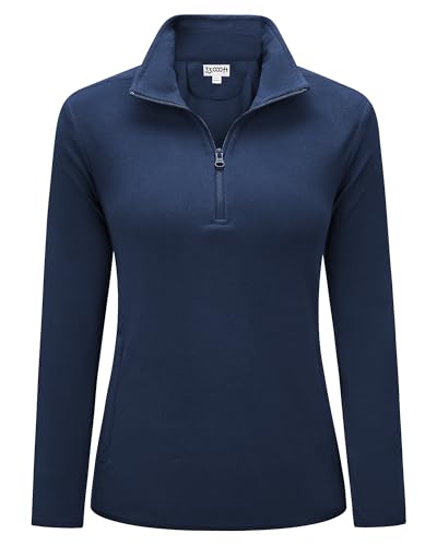 33,000ft Damen Fleece Pullover mit Halbreißverschluss Fleeceshirt Winter Warm Ski-Pullover Microfleece Atmungsaktiv Fleecepulli für Reisen Wandern Skifahren Dunkelblau 40 von 33,000ft