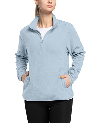 33,000ft Damen Fleece Pullover mit Halbreißverschluss Fleeceshirt Winter Warm Sweatjacke Microfleece Atmungsaktiv Fleecepulli für Reisen, Wandern Hellblau 38 von 33,000ft