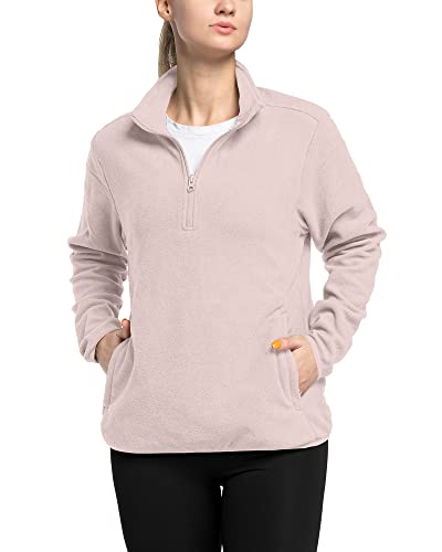 33,000ft Damen Fleece Pullover mit Halbreißverschluss Fleeceshirt Winter Warm Sweatjacke Microfleece Atmungsaktiv Fleecepulli für Reisen, Wandern Rosa 42 von 33,000ft