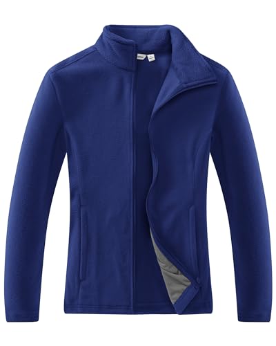 33,000ft Damen Fleecejacke mit Durchgehendem Reißverschluss Stehkragen Damen Leichte Fleece Jacke Antistatische Outdoor Damenjacke für Wandern und Freizeit（Navy blau,42） von 33,000ft