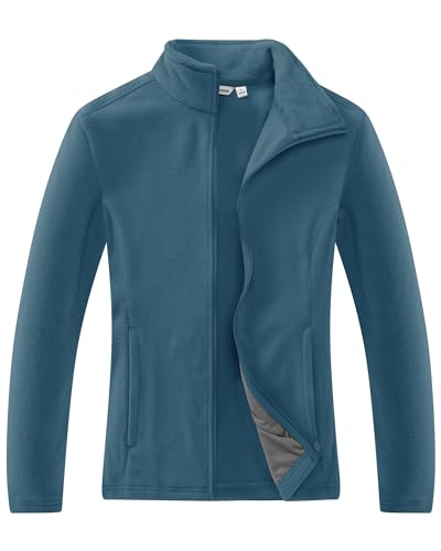 33,000ft Damen Fleecejacke mit Durchgehendem Reißverschluss Stehkragen Damen Leichte Fleece Jacke Antistatische Outdoor Damenjacke für Wandern und Freizeit, Petrol 2XL von 33,000ft