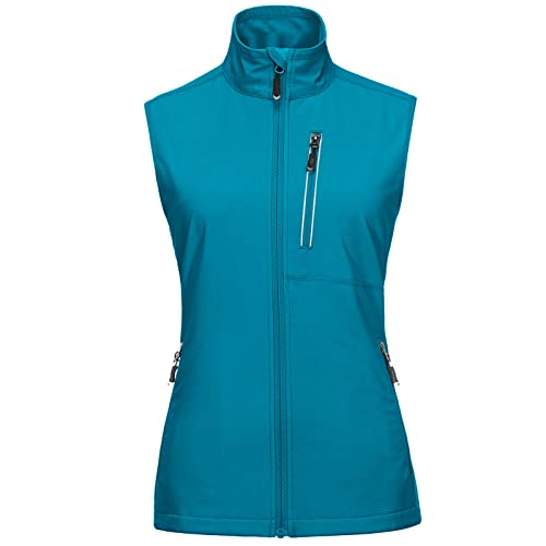 33,000ft Damen Leichte Laufweste Outdoor Softshell Weste Frau Ärmellose Jacke Winddichte Wasserdichte Atmungsaktive Vest Gilet für Laufen Golf Wandern Dodge Blau 2XL von 33,000ft