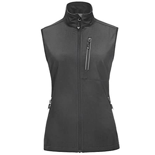 33,000ft Damen Leichte Laufweste Outdoor Softshell Weste Frau Ärmellose Jacke Winddichte Wasserdichte Atmungsaktive Vest Gilet für Laufen Golf Wandern Grau 2XL von 33,000ft