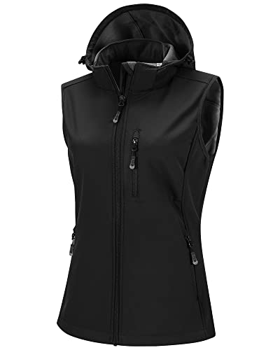 33,000ft Damen Softshell Westen mit Abnehmbare Kapuze Fleece Gefütterte Ärmellose Jacke Wasserdichte Winddichte Sportwesten Vest mit 5 Taschen für Reiten Laufen Wandern Schwarz M 33,000ft Damen Softshell Westen mit Abnehmbare Kapuze Fleece Gefütterte Ärmellose Jacke Wasserdichte Winddichte Sportwesten Vest mit 5 Taschen für Reiten Laufen Wandern Schwarz M von 33,000ft